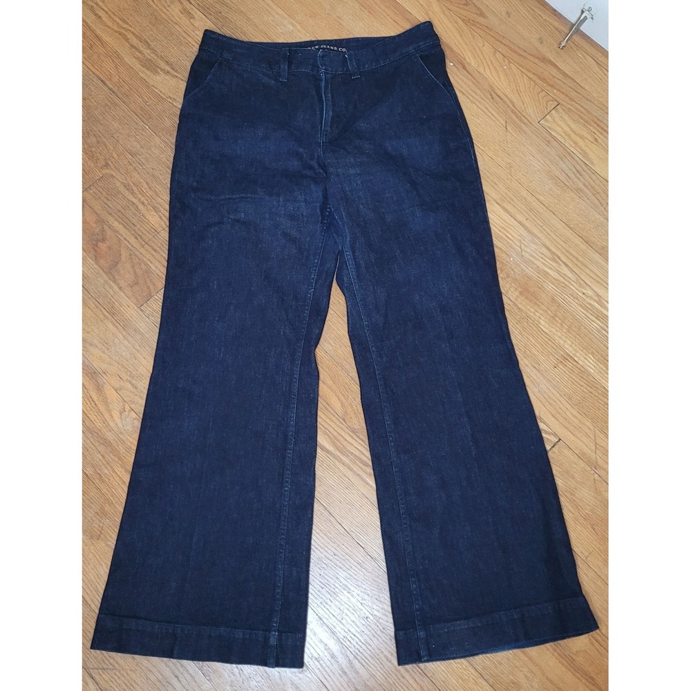 Polo Ralph Lauren Women Size 12 Wide Leg Denim Blue Jeans  100% Cotton Preppy